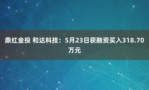 鼎红金投 和达科技：5月23日获融资买入318.70万元