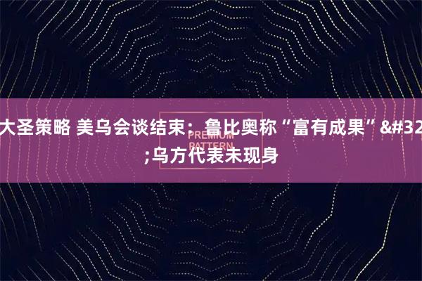 大圣策略 美乌会谈结束：鲁比奥称“富有成果” 乌方代表未现身